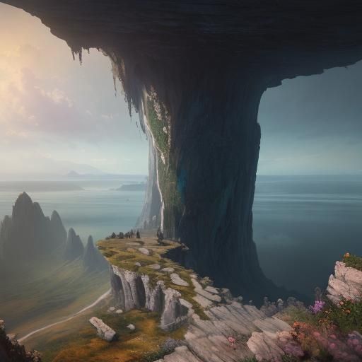 Dreamlike Odyssey: A Figure at the Edge of Eternity