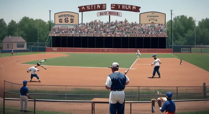 Vintage Baseball Game in Small Town