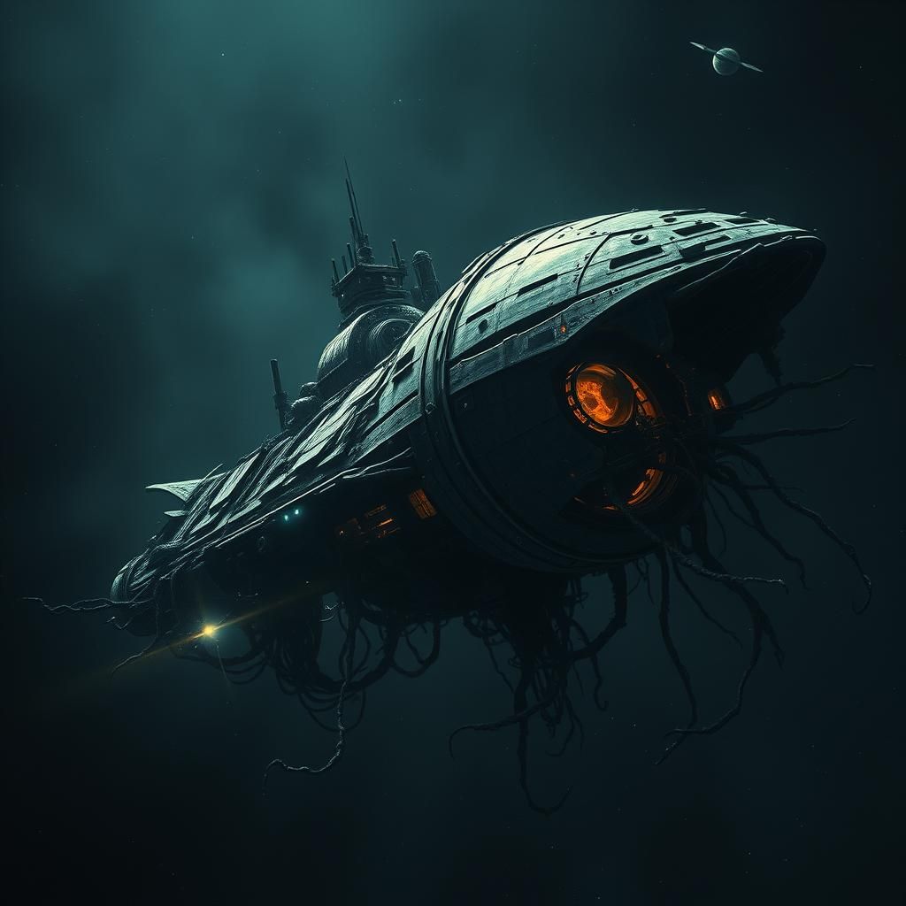 Derelict Spacestation Adrift in Deep Space