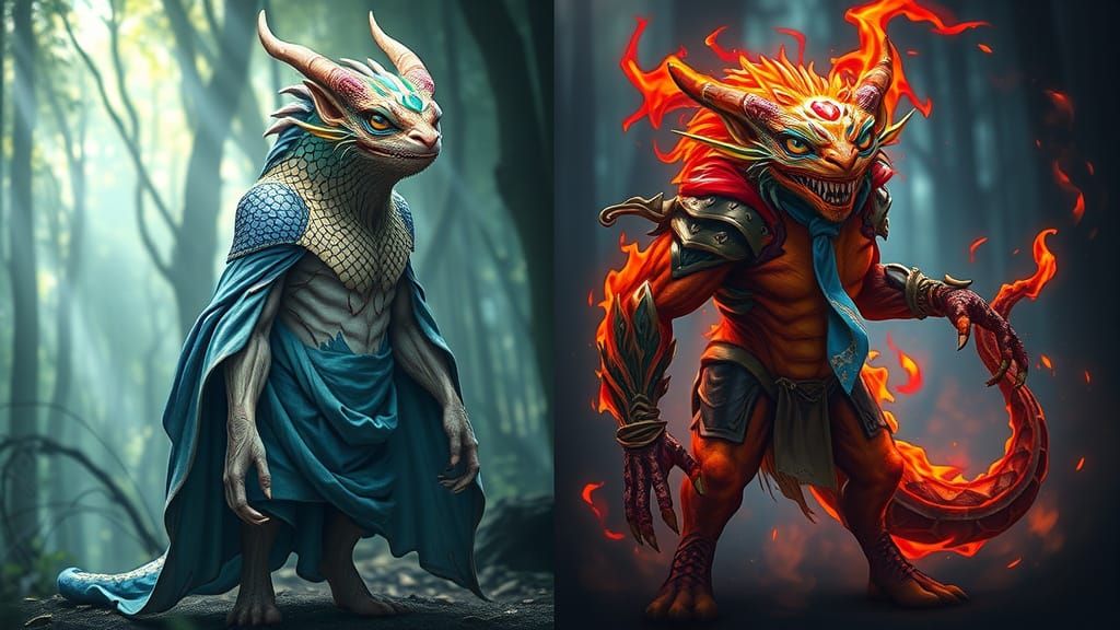 Mystical Creature in Dual Form, Digital Art