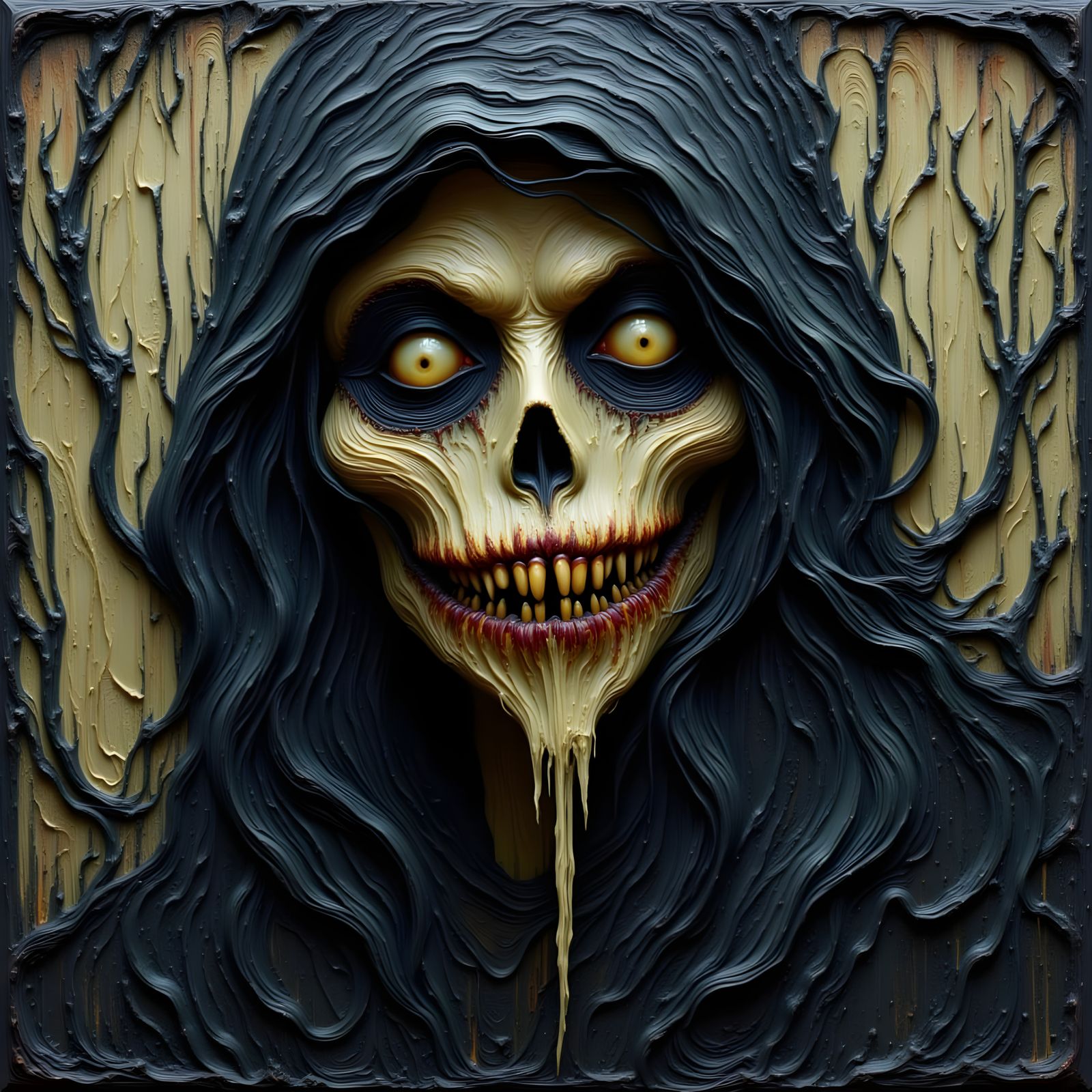 Wicked Witch in Surreal Wax Art Landscape