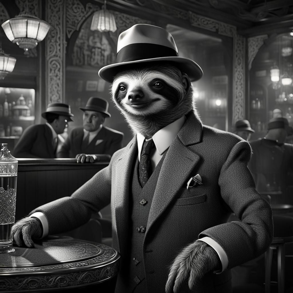Humphrey Bogsloth as Rick Blainesloth, in “Casablanca”