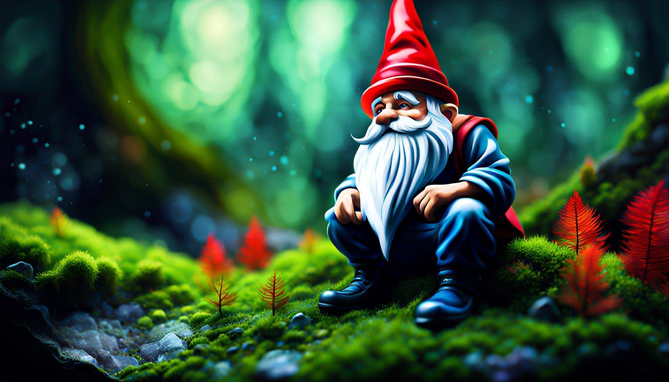 Gnome Gazing into Vortex: Alcohol Ink Fantasy Art