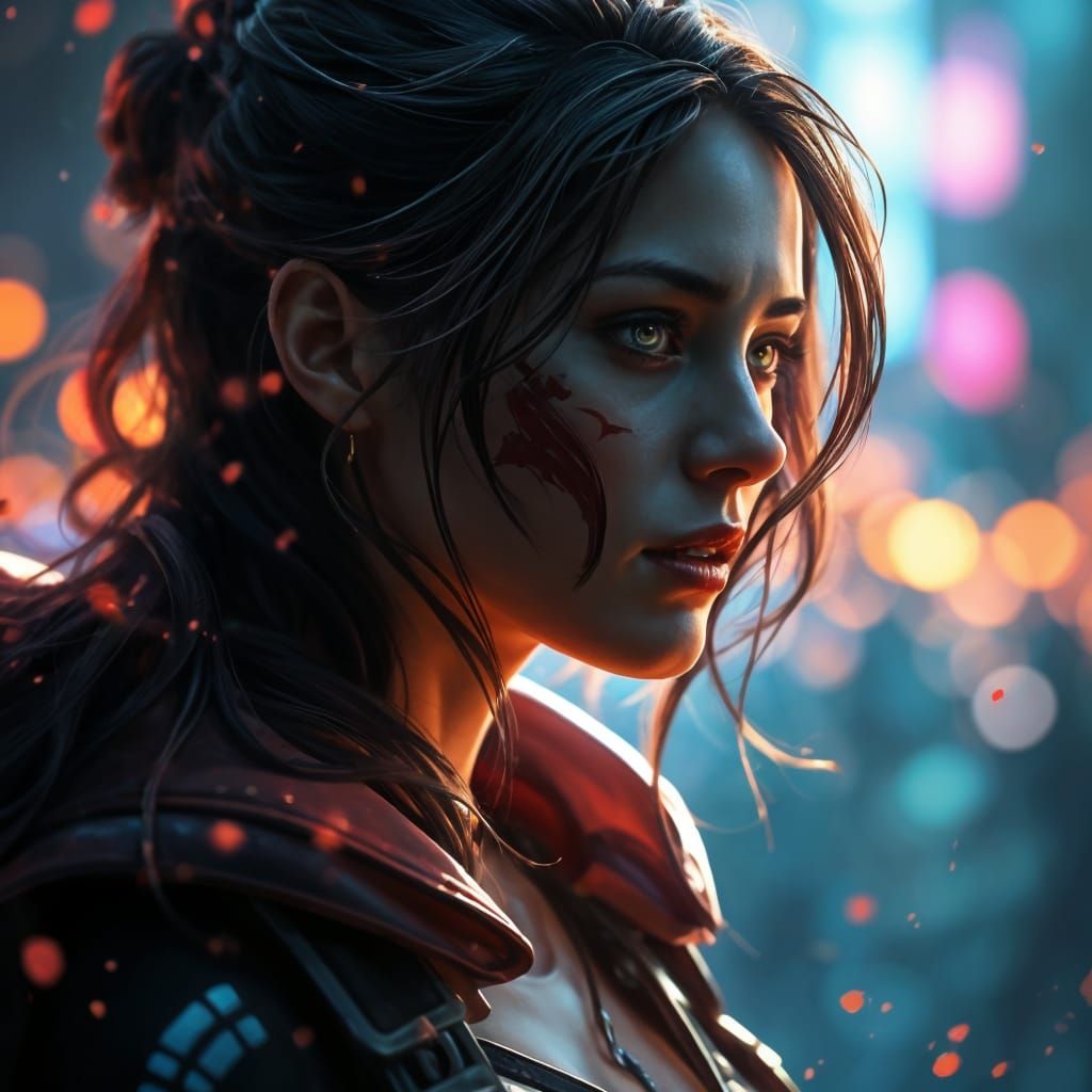 Dazzling Firefly Portrait in Vibrant Triadic Colors