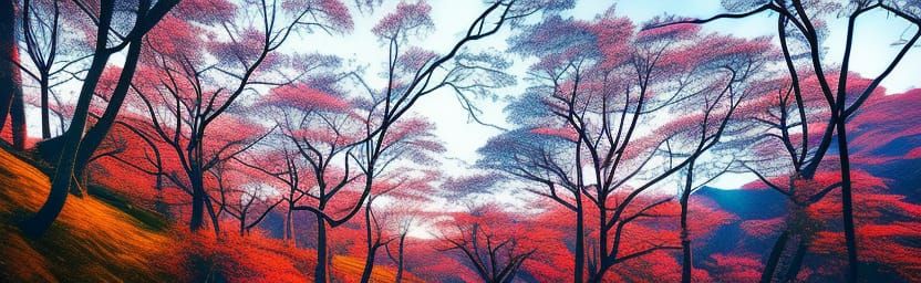 Psychedelic Sunrise Over Lush Mountain Valley