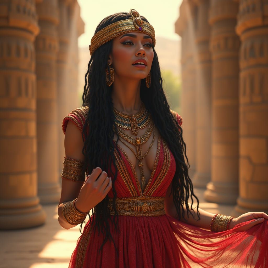 Ancient Egyptian Goddess Apertra in Splendid Temple Setting