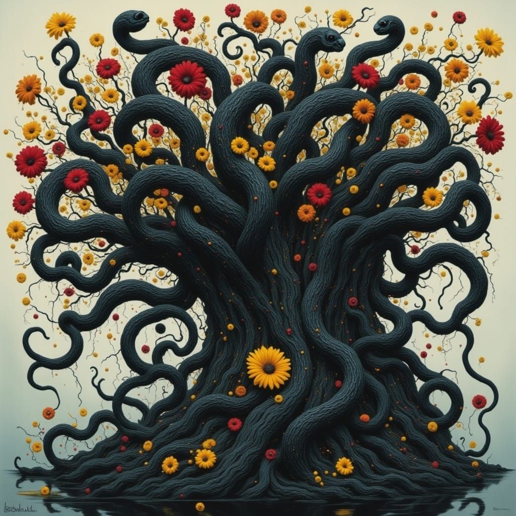 Iridescent Snake Crown in Alcohol Ink Style