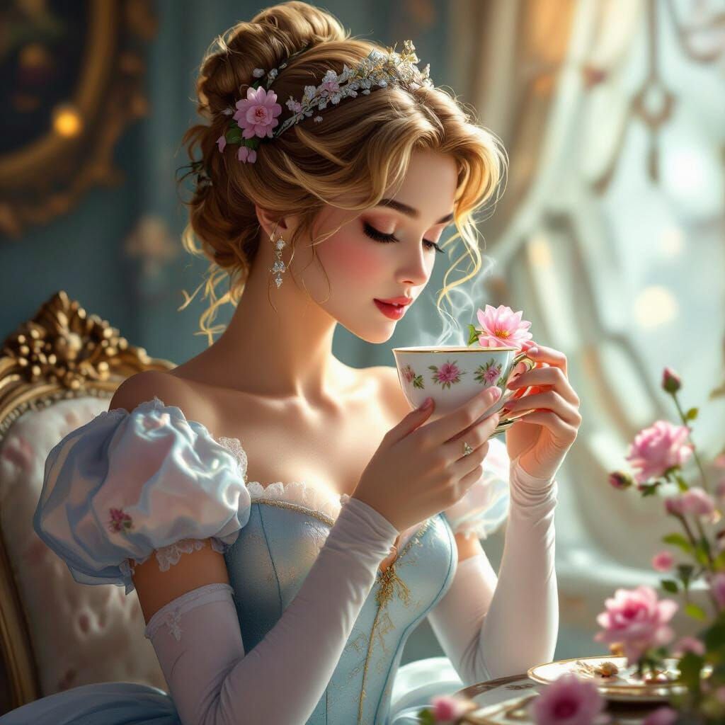 Cinderella Portrait with Dynamic Lighting and Vibrant Colors