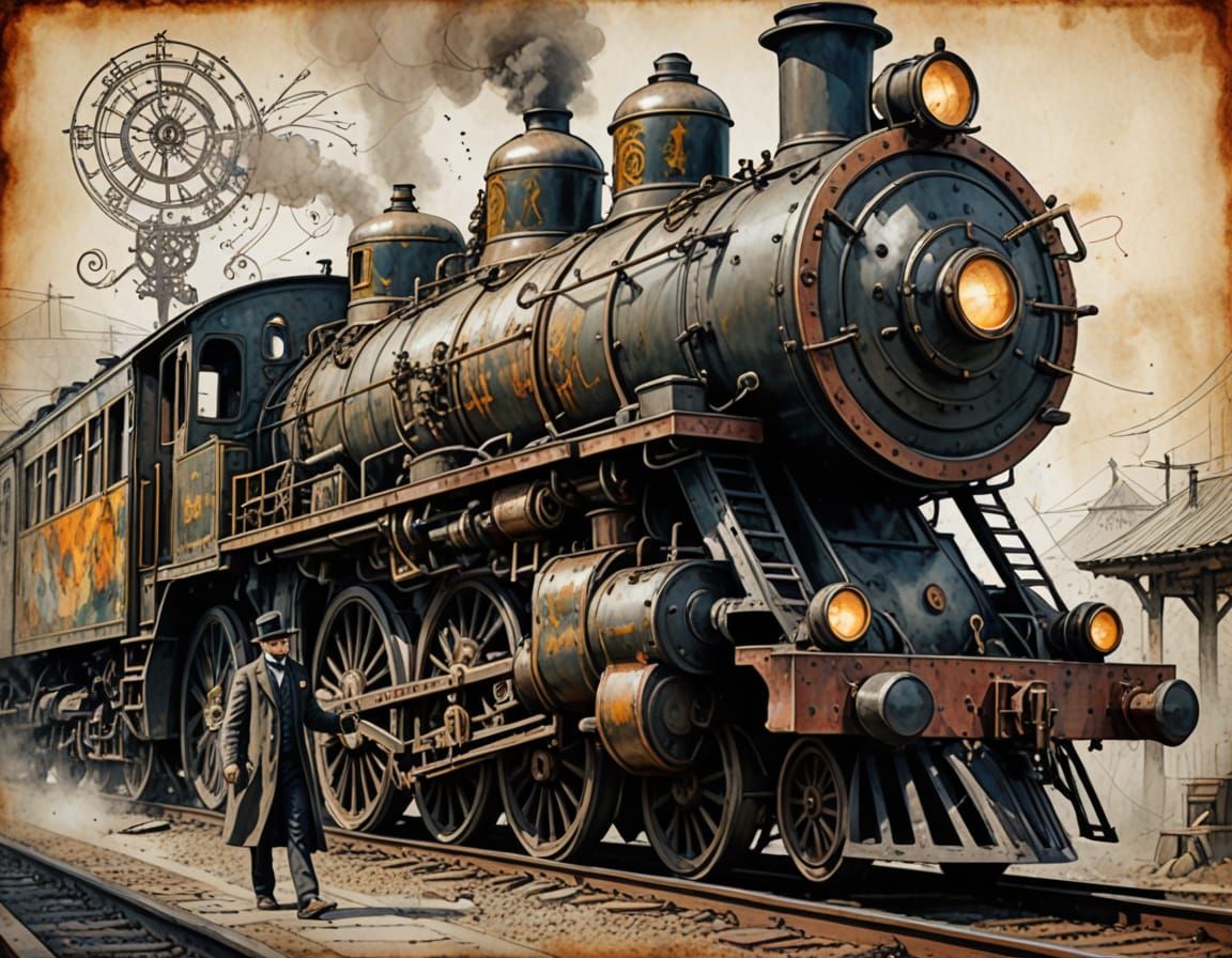 steampunk old steampunk train