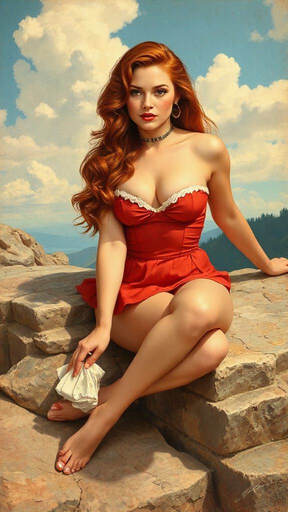 Pin-Up Glamour with Distressed Polaroid Emulsion Transfer St...