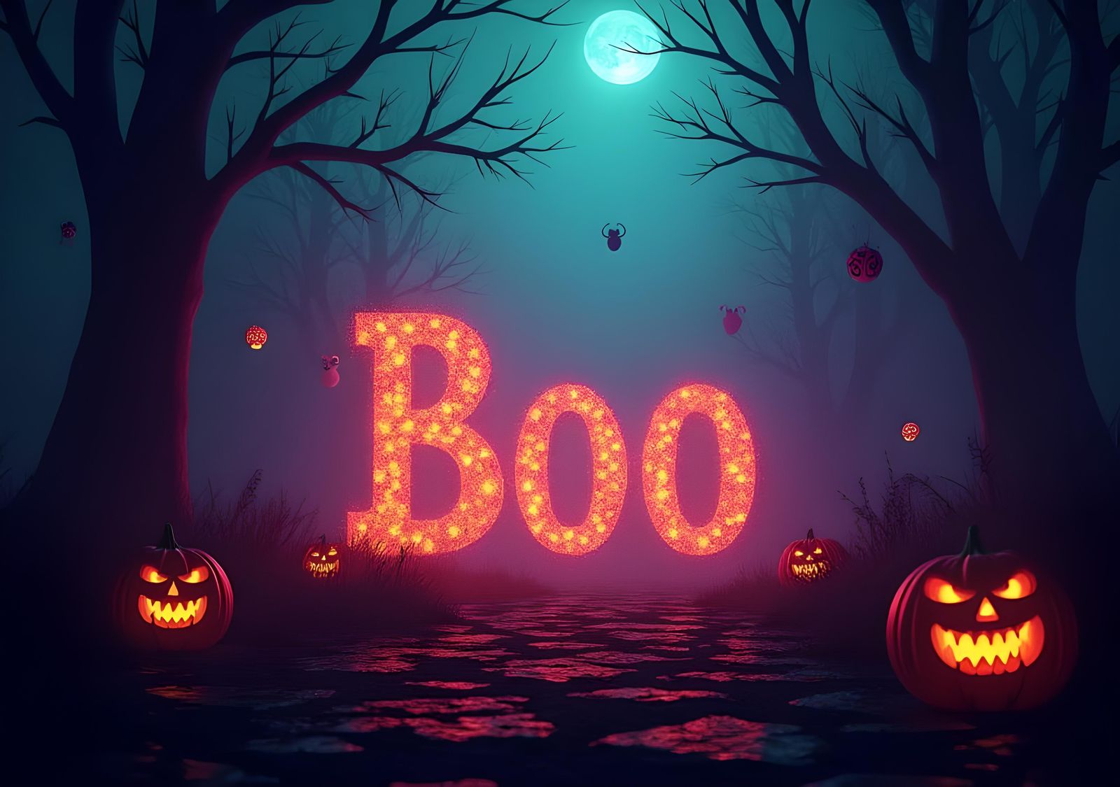 Scary Halloween Word Art: Detailed Matte Painting