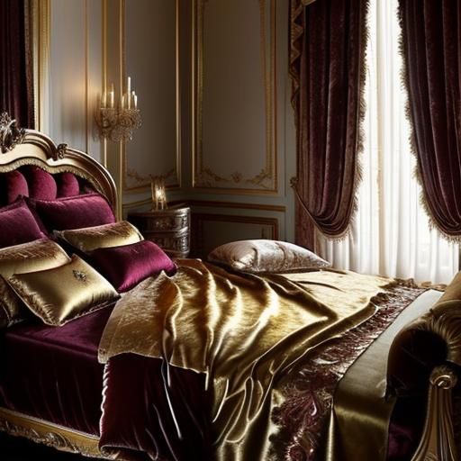 Woman on Velvet Bed in Impressionist Style