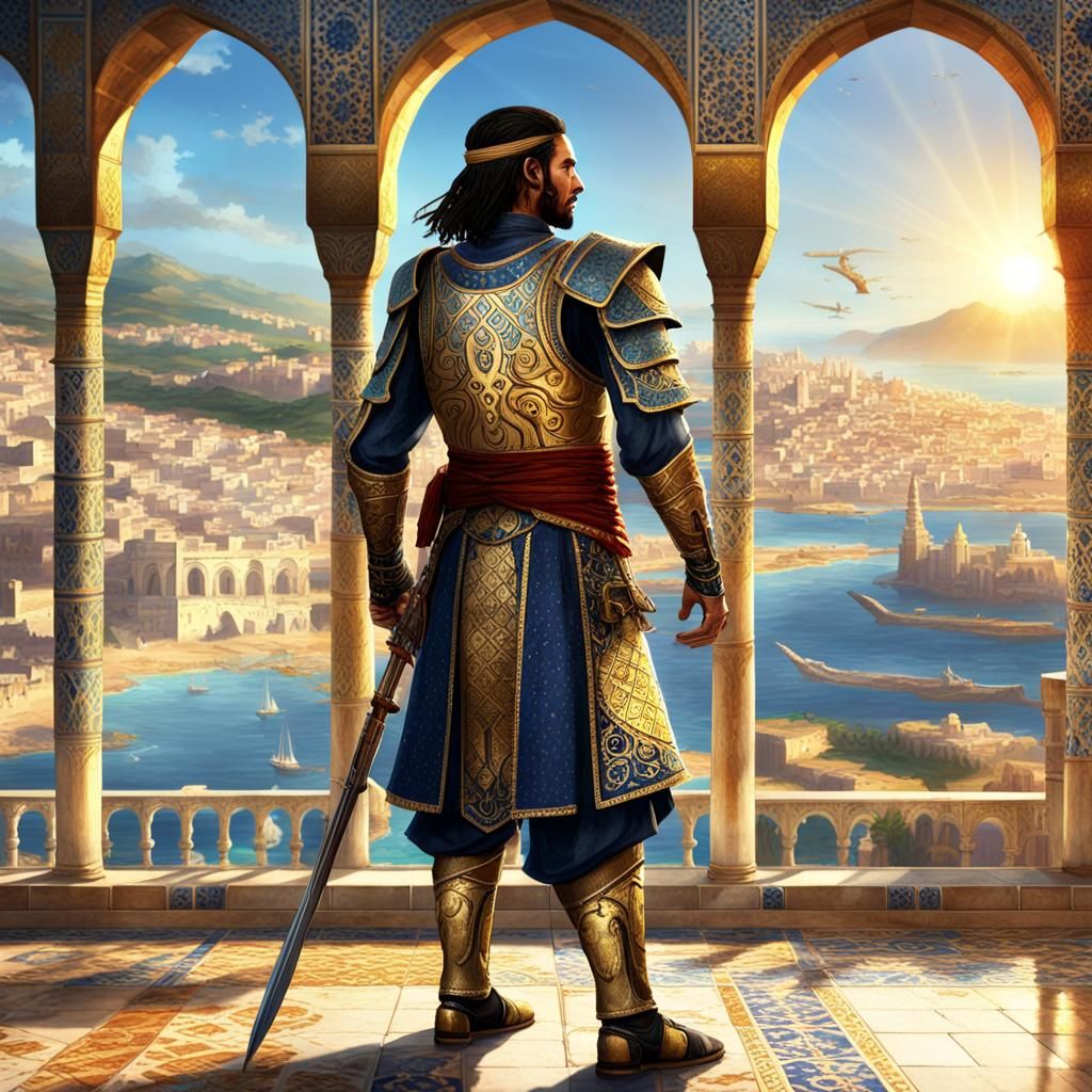 Zirid Warrior in Algiers: Moorish-Inspired Digital Art