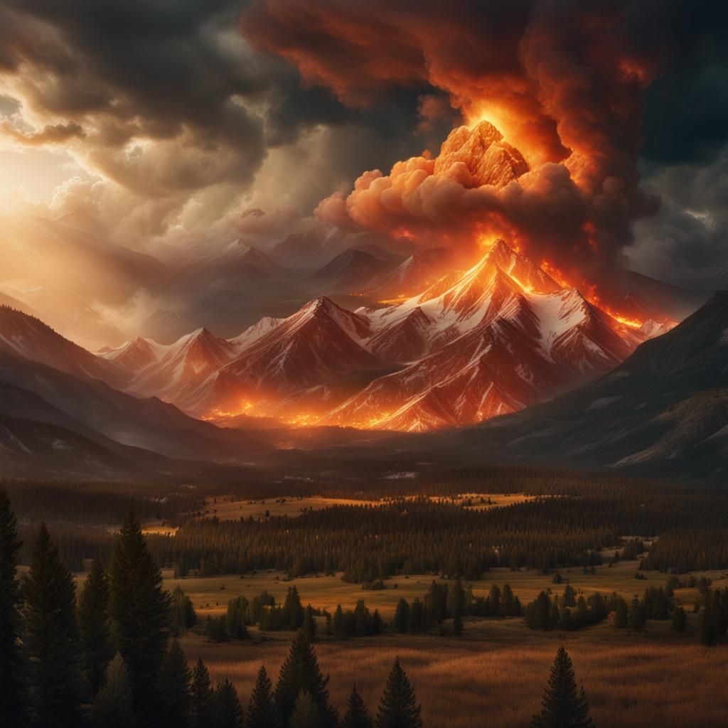 Rocky Mountains Ablaze: A Digital Matte Painting