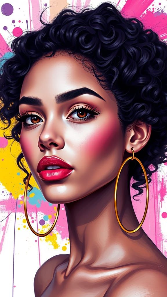 Vibrant Hyperrealistic Portrait of a Beautiful Woman