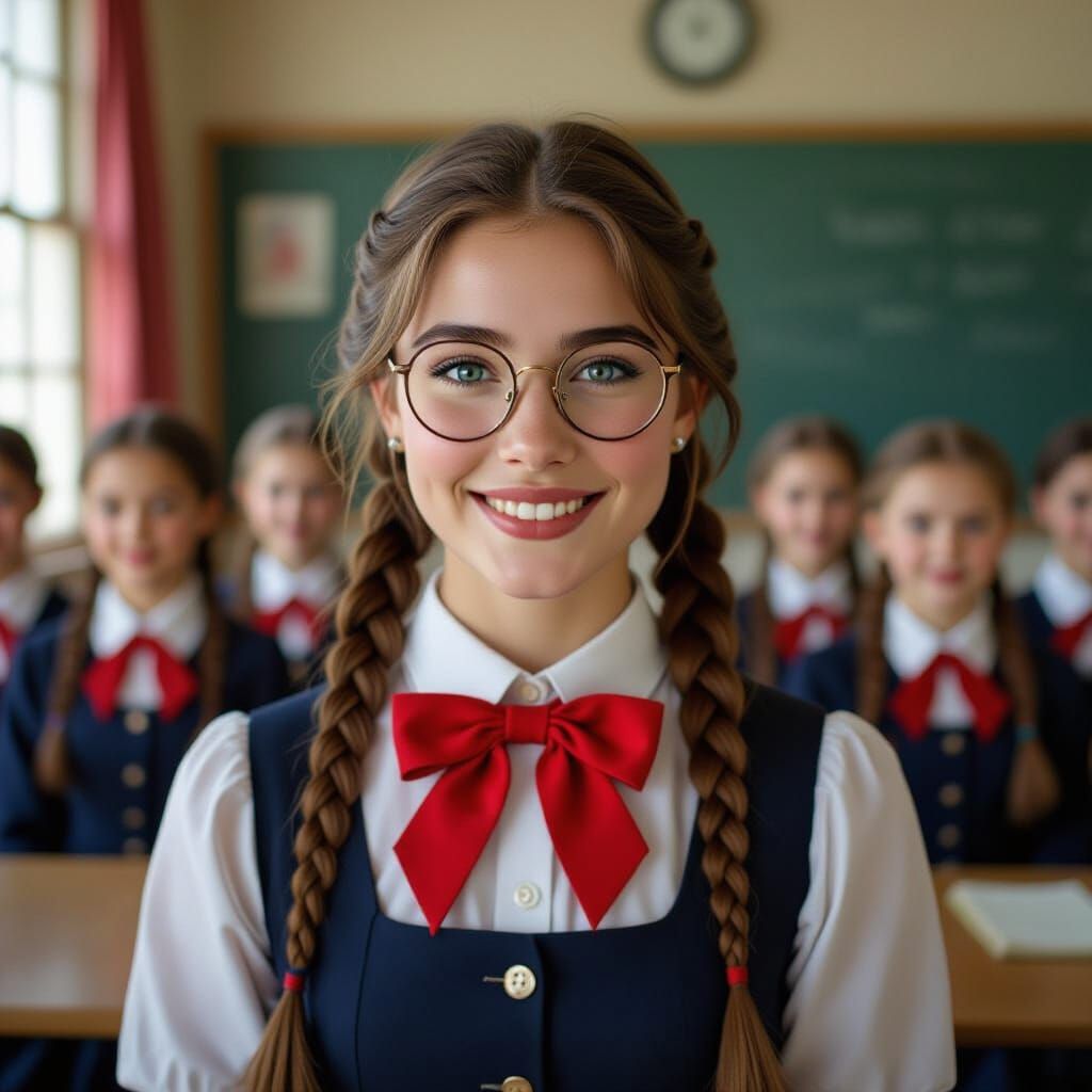 Victorian Schoolgirl Portrait in Cinematic Film Style