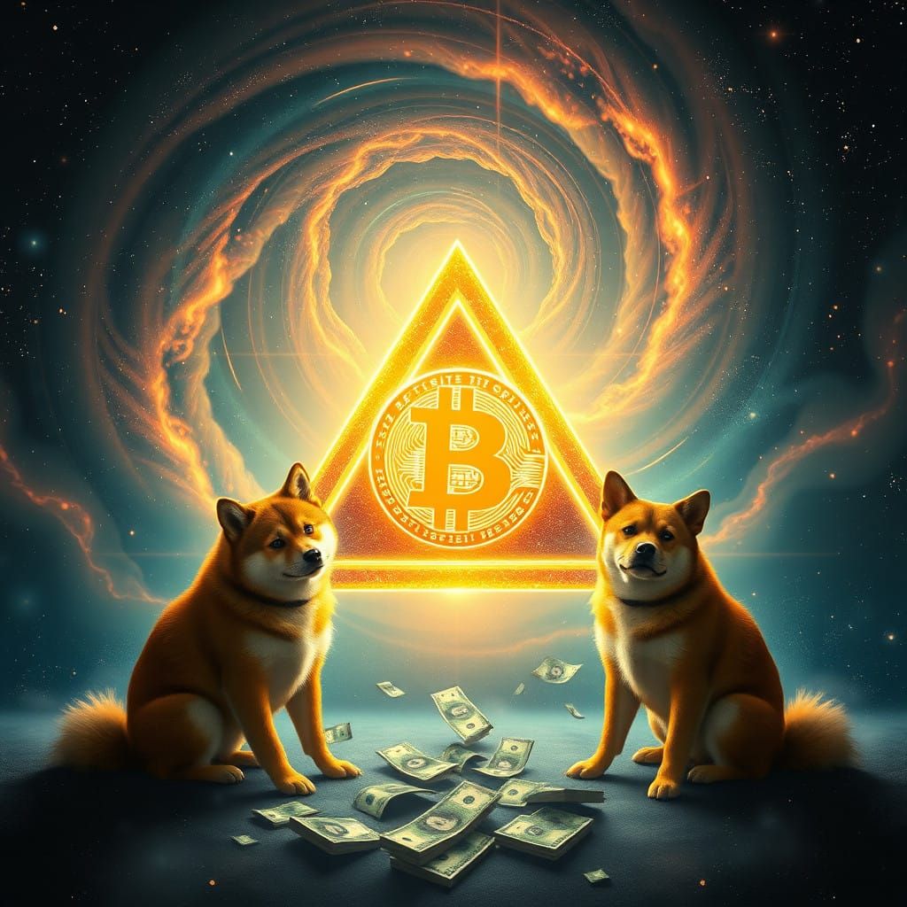 Ethereal Triangle in the Galaxy with Futuristic Cryptocurren...