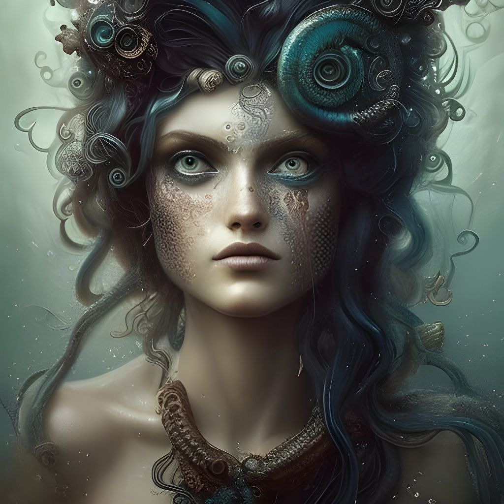 Stormy Amphitrite: Goddess of the Sea in Hyperdetailed Art