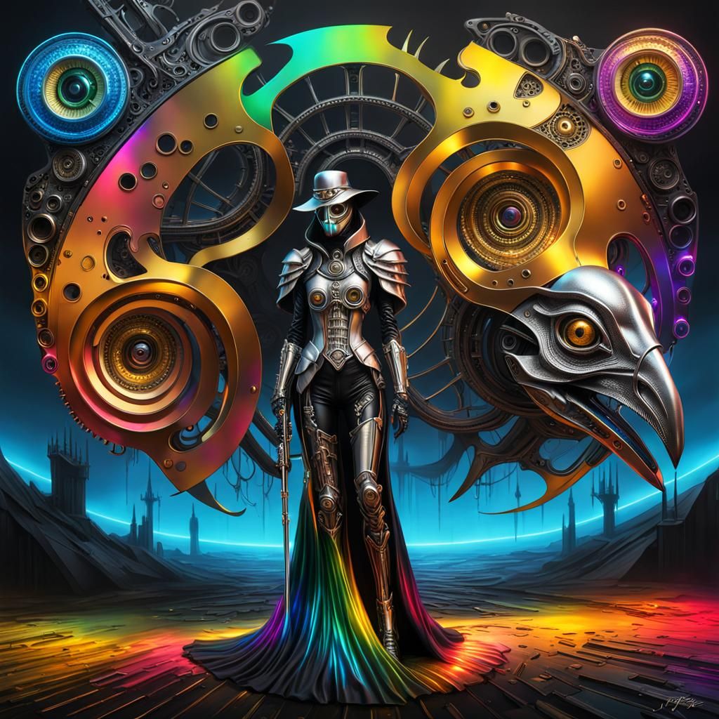 Cyberpunk Plague Doctor in Gothic Armor