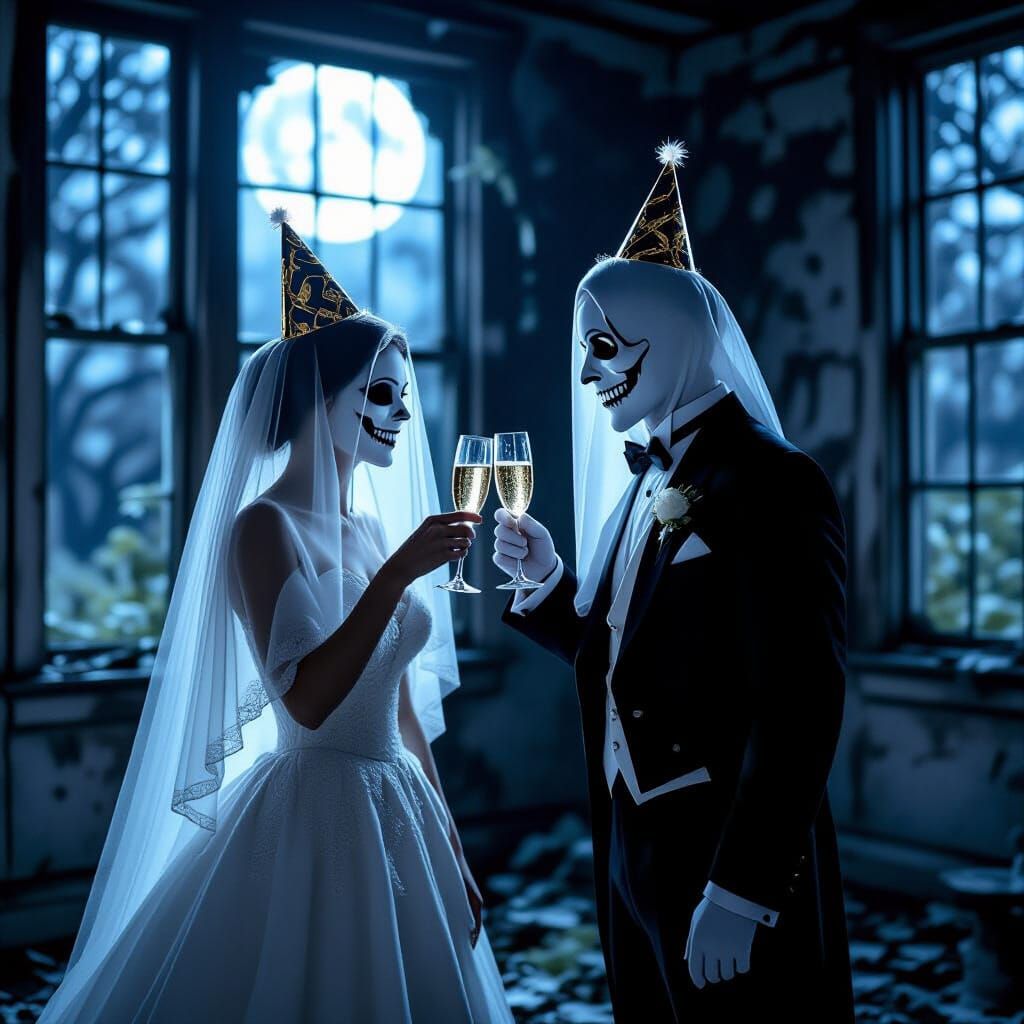 Ghost Couple Celebrates Anniversary in Haunted House