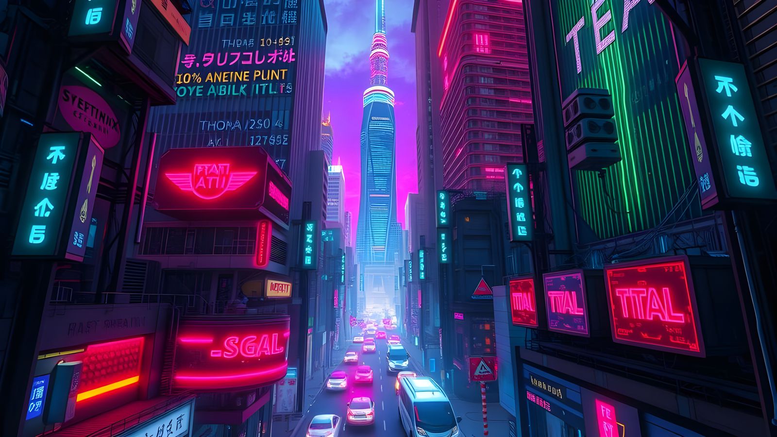 Dystopian Electronic World in Pop Art Anime Style