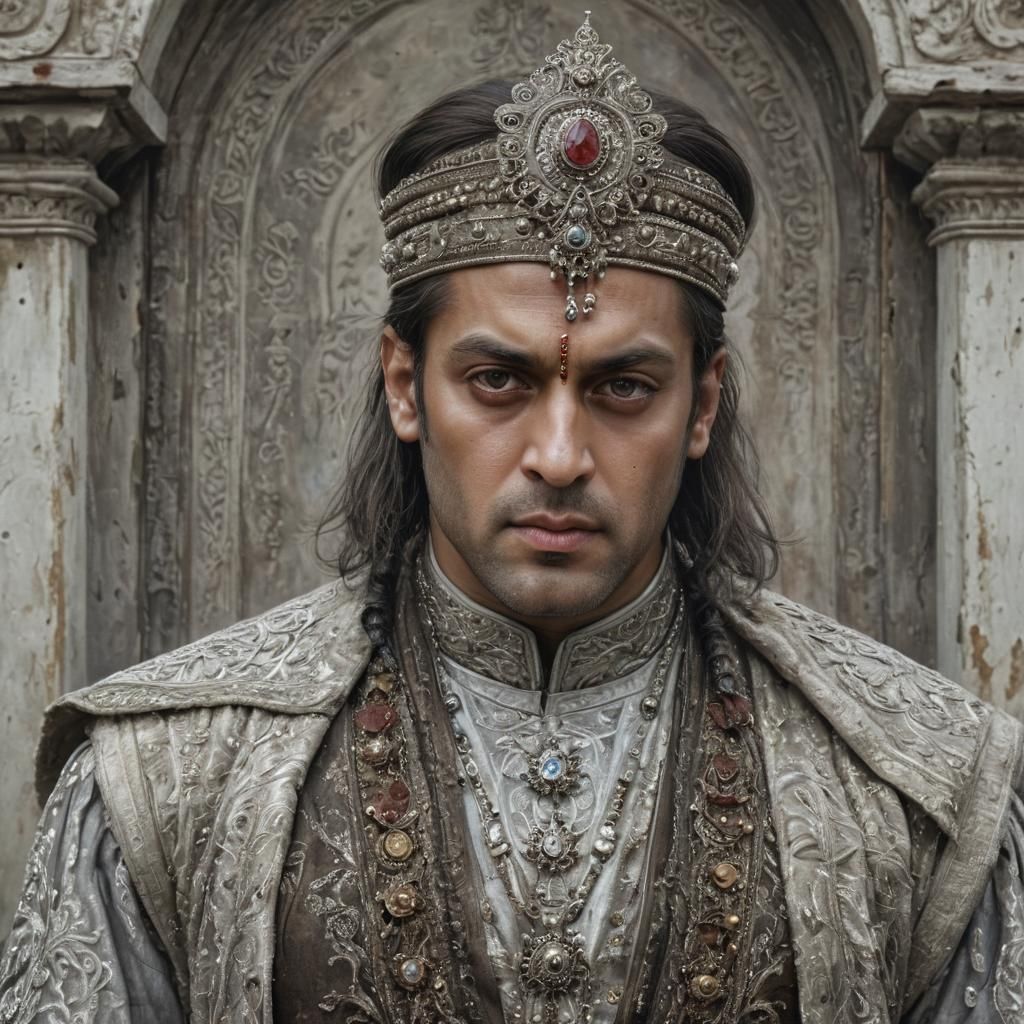 Russian King in Traditional Dress, Hyper-Realistic 3D Portra...