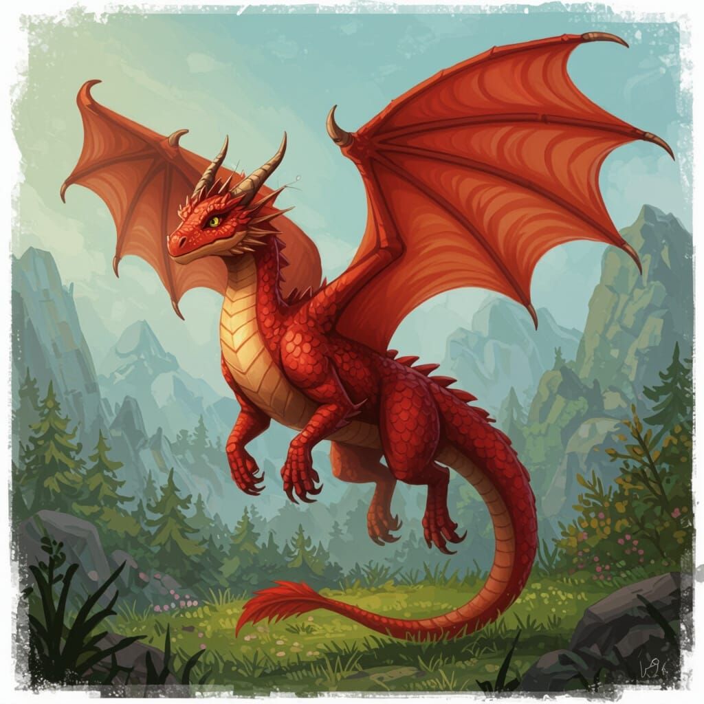 Majestic Amphiptere Dragon in Flight