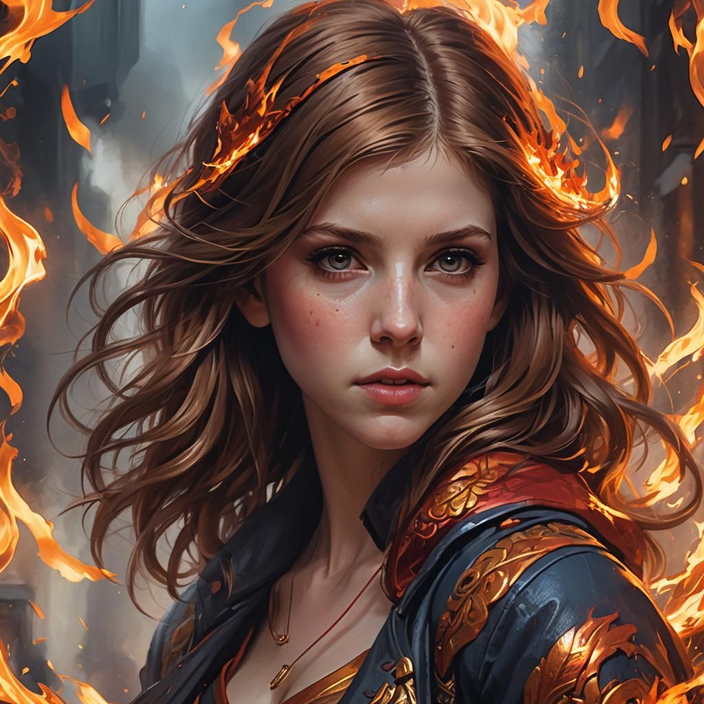 Fiery Portrait in Hyperdetailed Splash Art Style