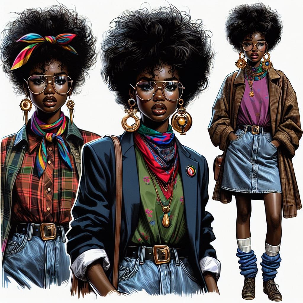 80s Nostalgia: Black Teen in Alcohol and Oil Digital Art