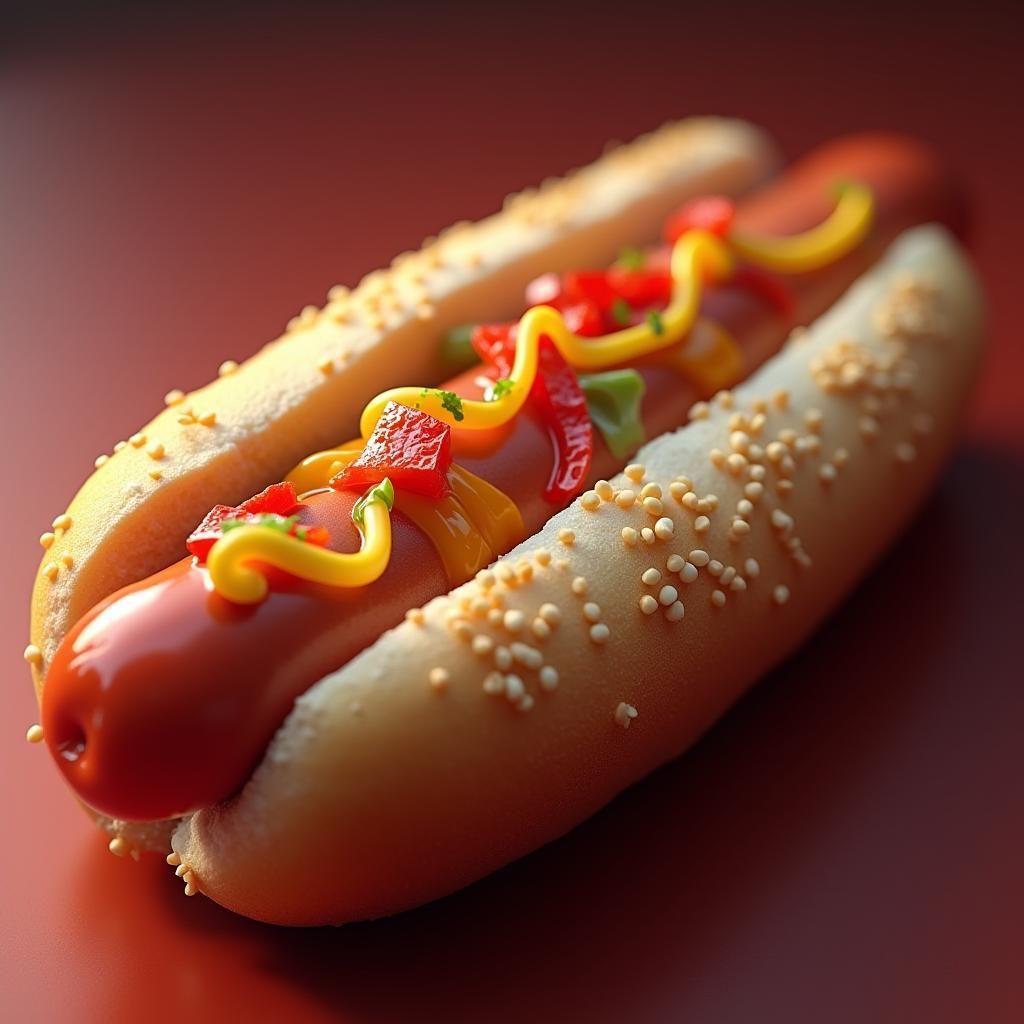Hyperrealistic Anime Hot Dog with Iridescent Relish