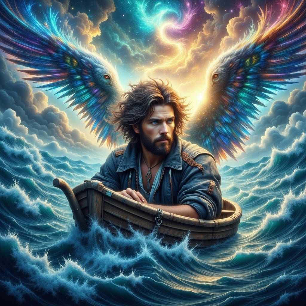 Angelic Visions: Man on Ocean Voyage