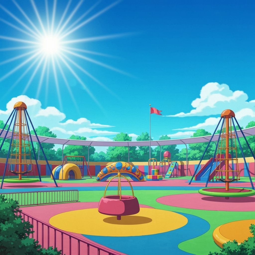 Vibrant Semi-Animated Playground in Bright Sunlight