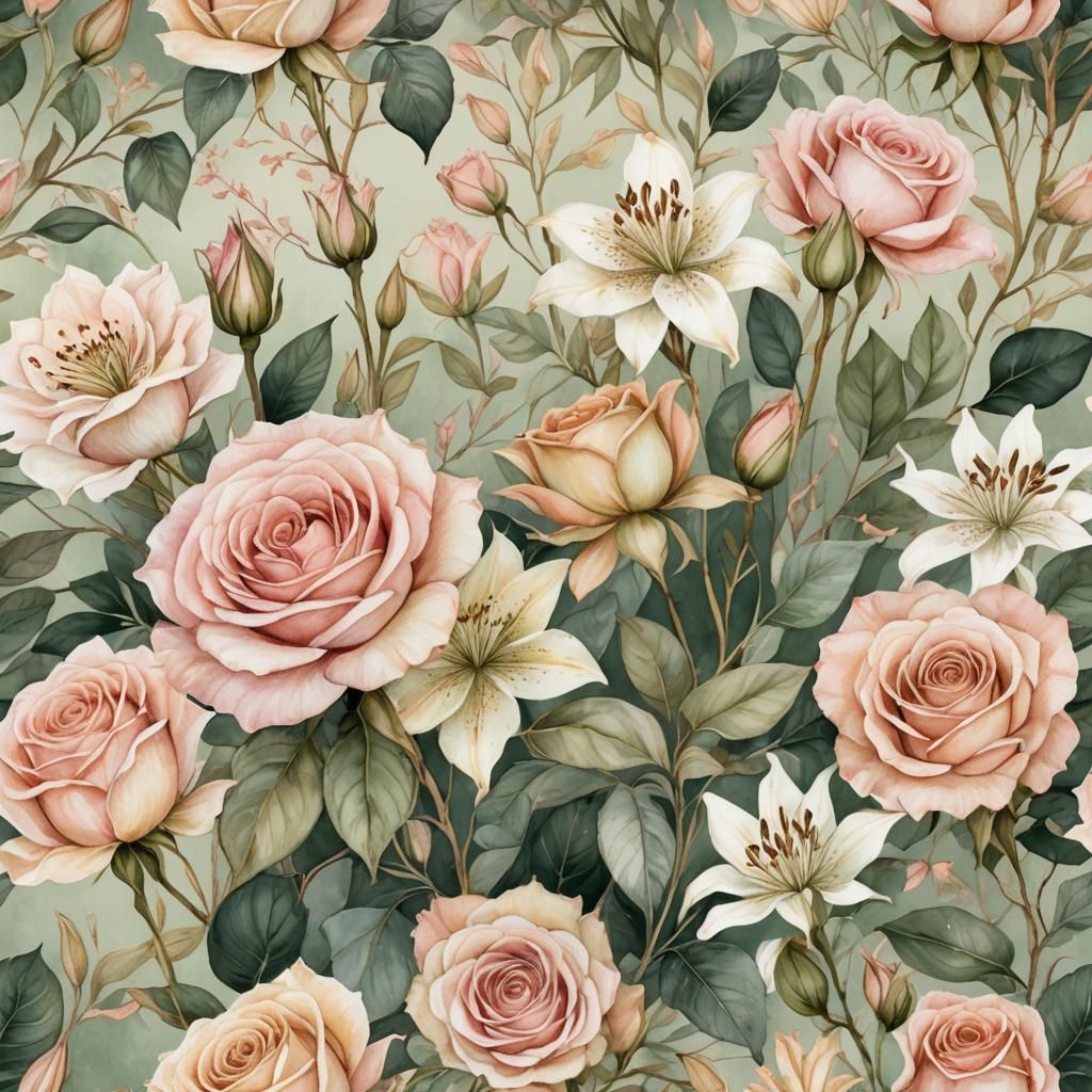 Elegant Floral Illustration in Watercolor Style