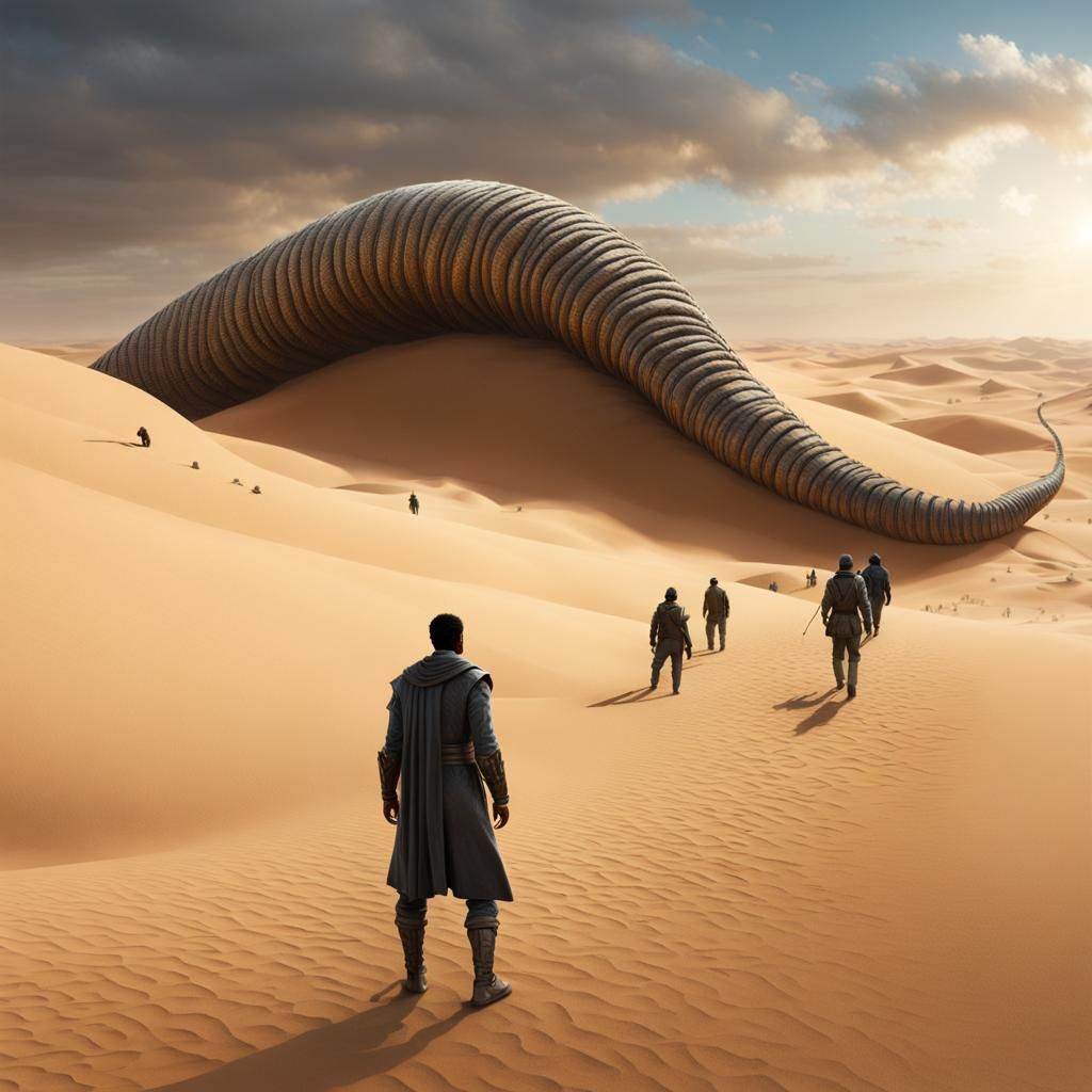 Paul Atreides and Sandworm on Dune