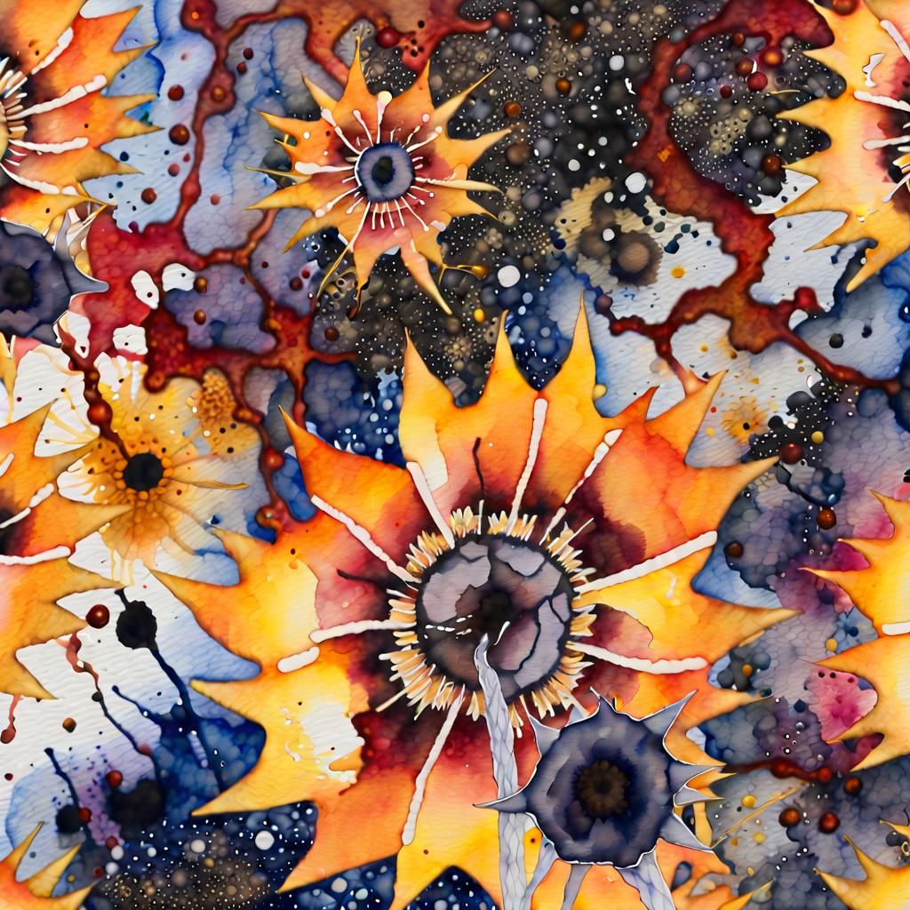 Supernova Explosion in Swirling Gardens as Abstract Expressi...