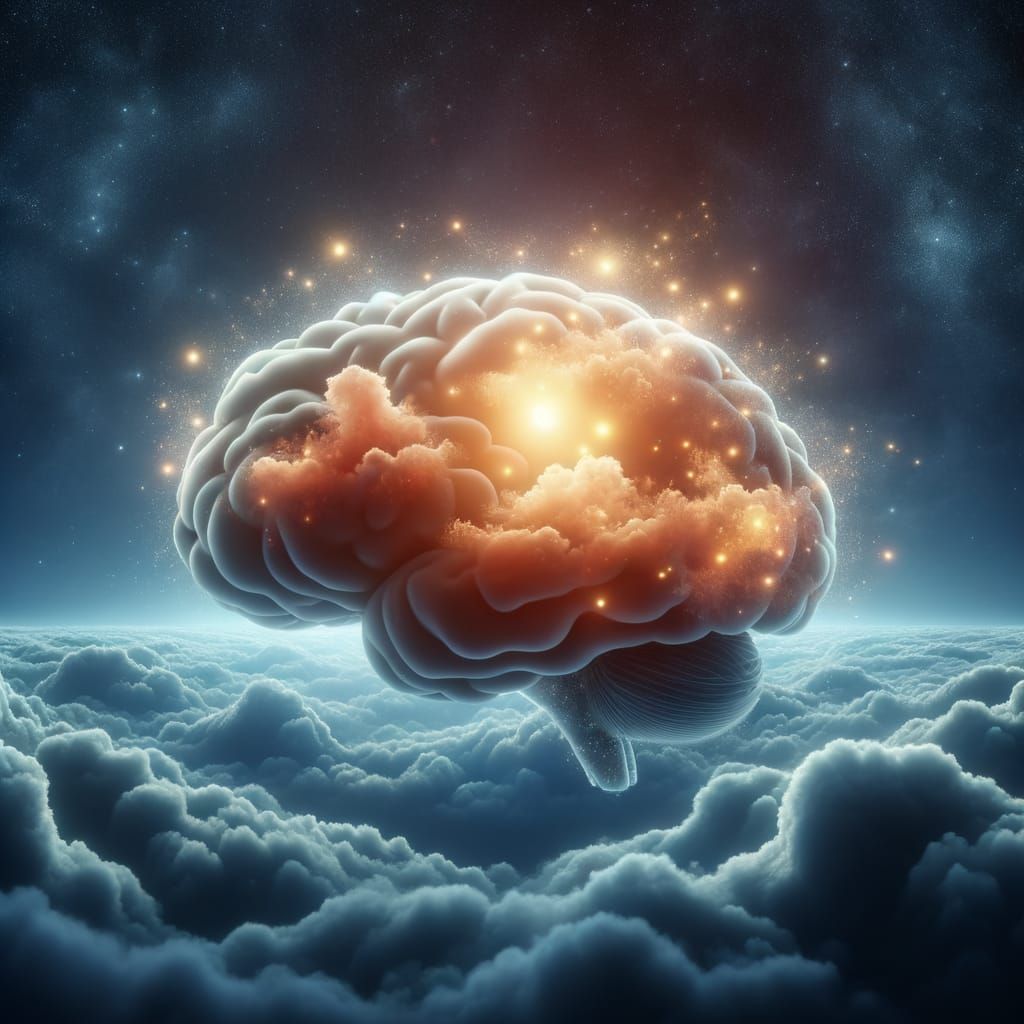 Inside a Brain: Clouds, Light, and Fantasy Atmosphere