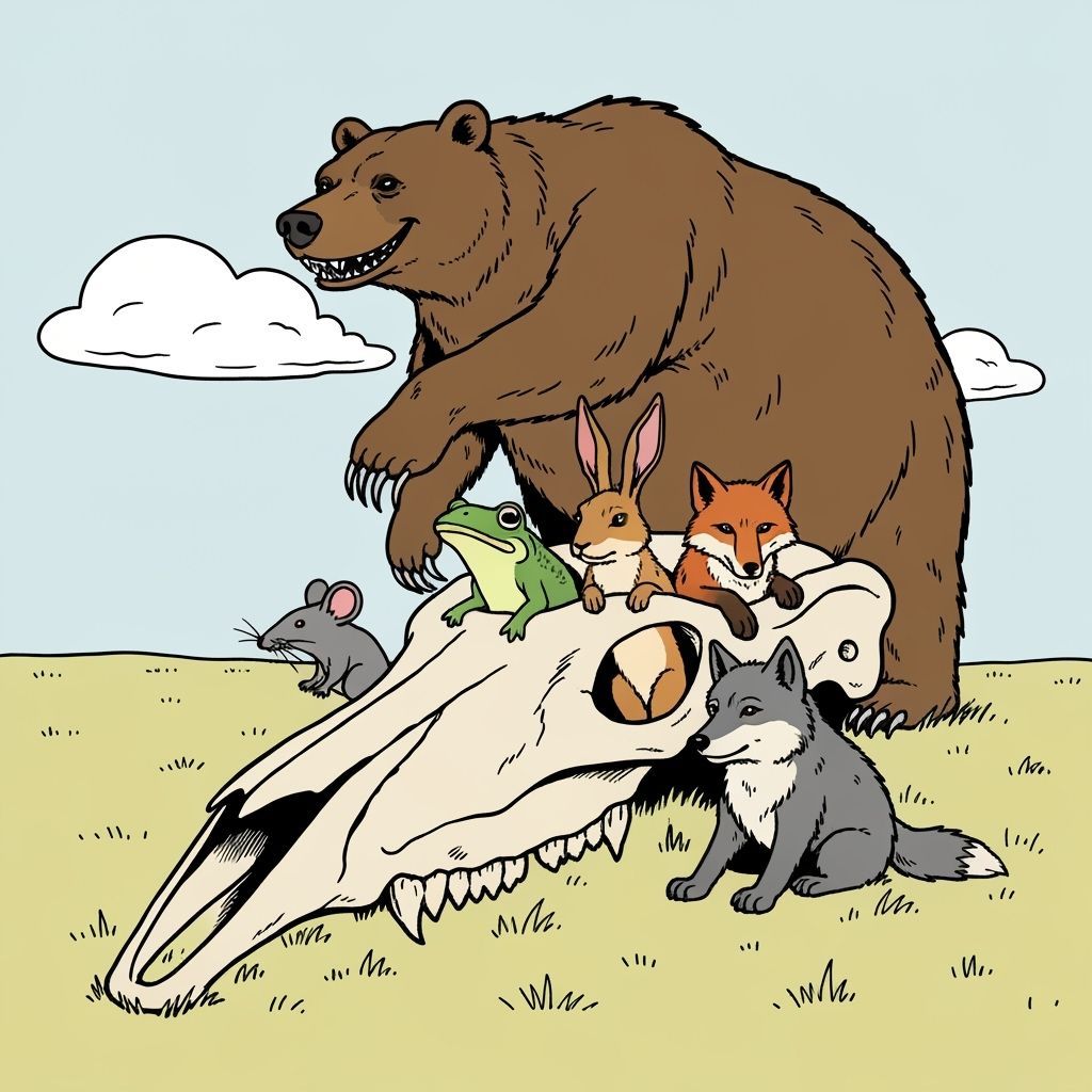 Abstract Horse Skull Home with Animals and Bear