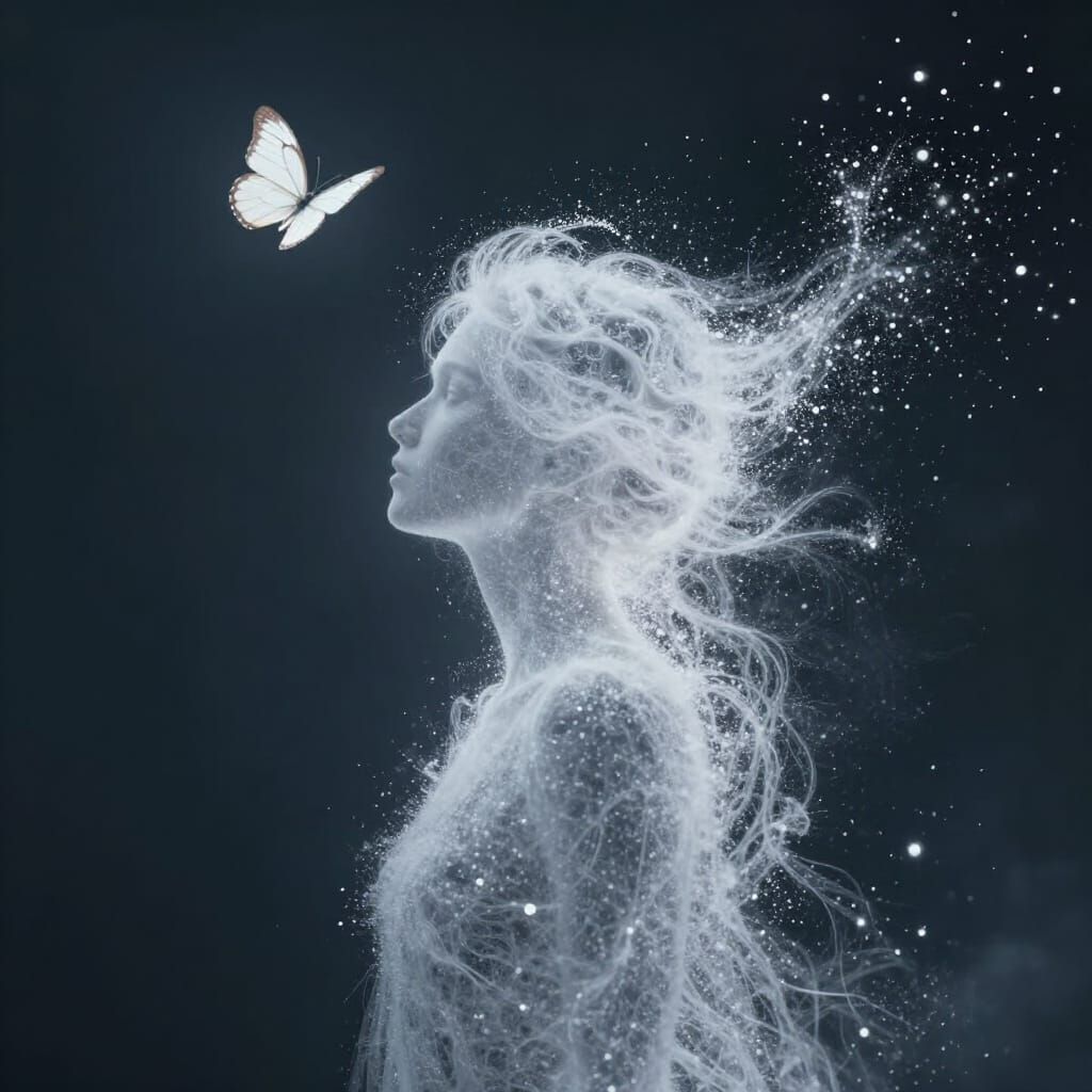 Human Silhouette Transforms Into Light and Particles