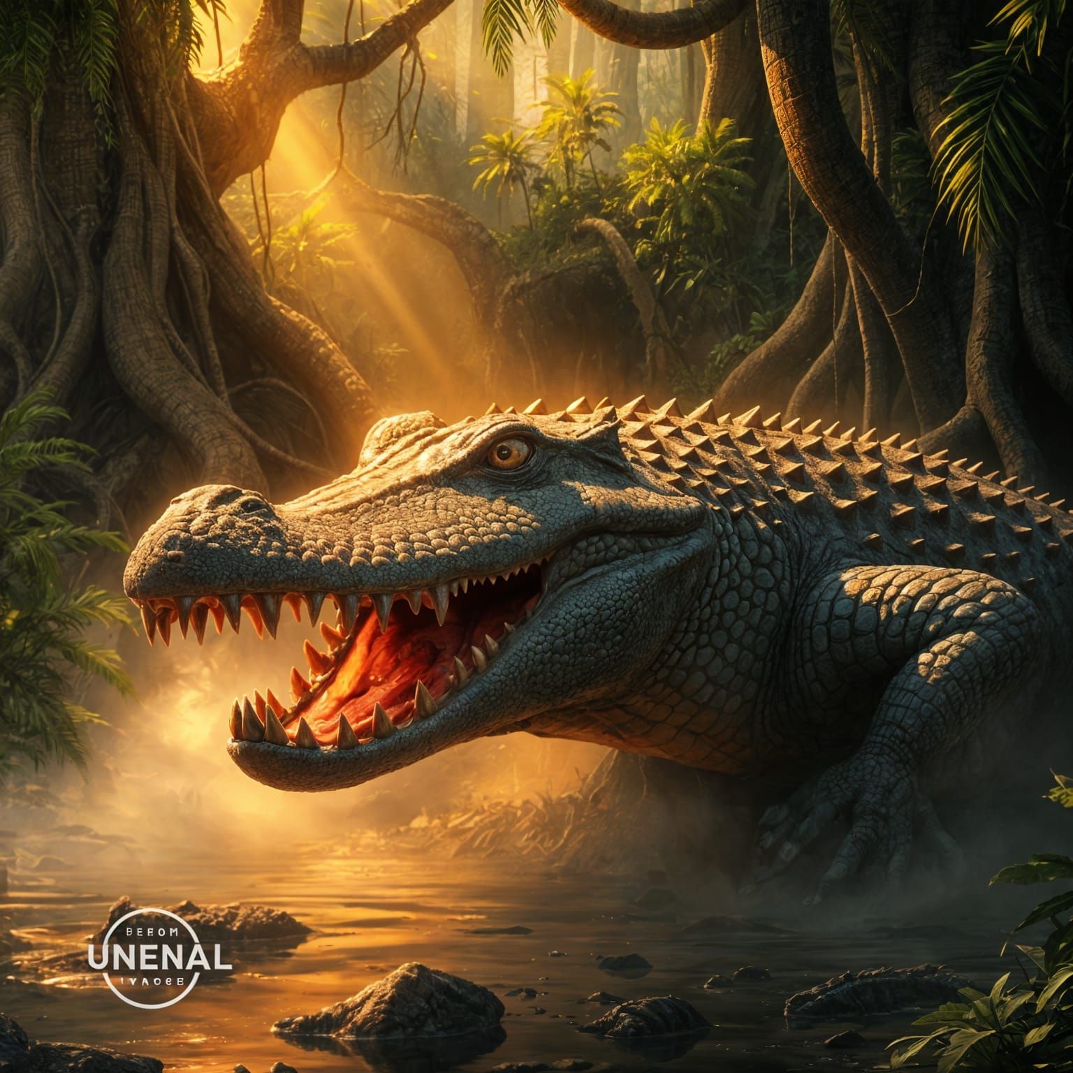 Hungry Crocodile in Detailed Matte Painting