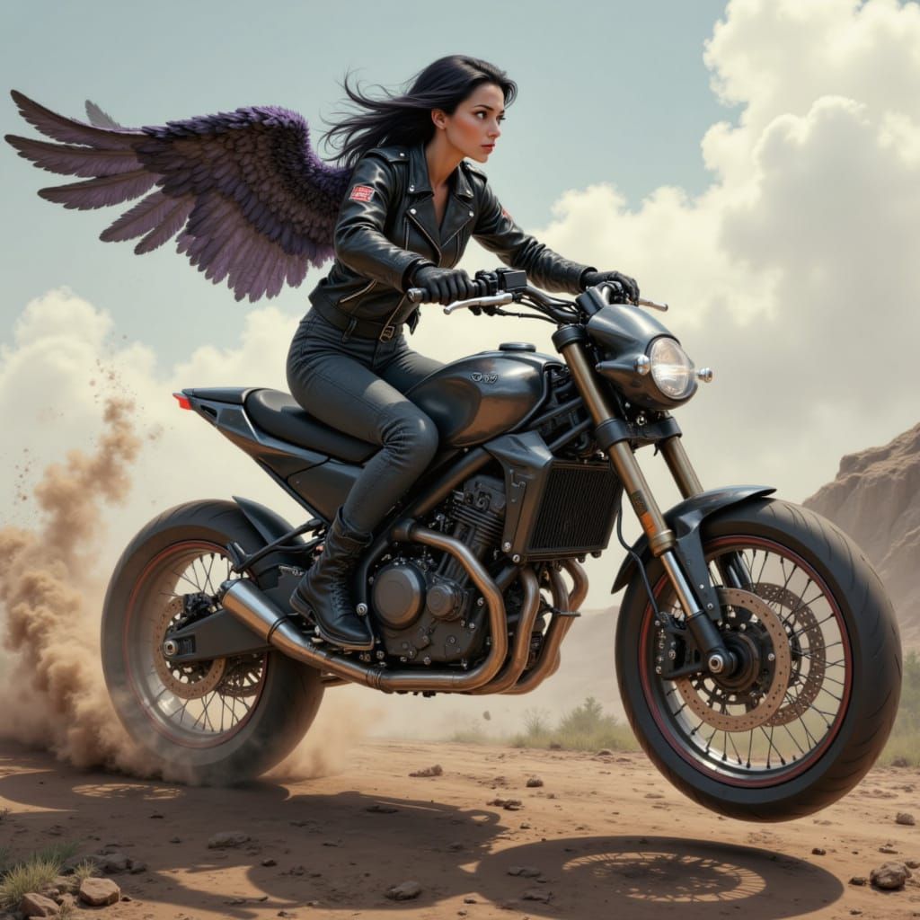 GI Jane Action Shot Riding Dirt Motorcycle