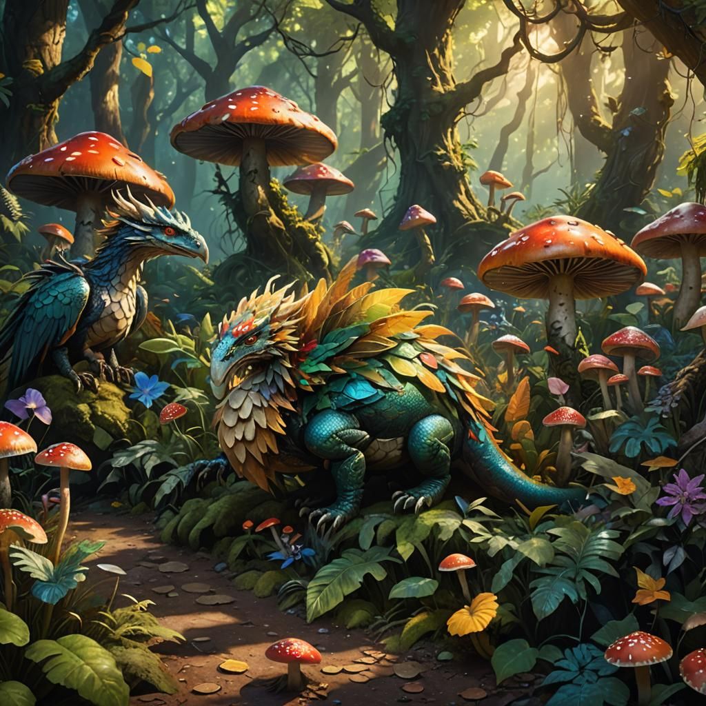 Mythological Creatures in Enchanted Forest