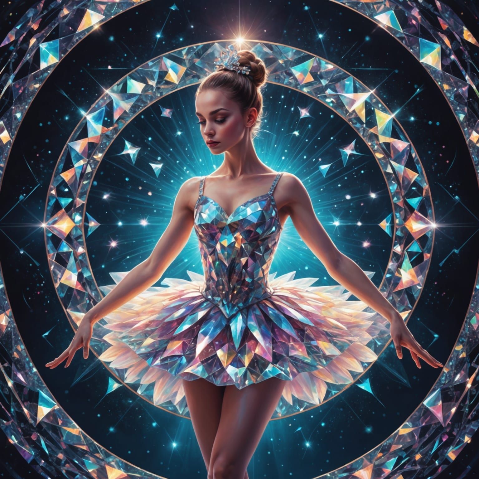 Ballerina in Diamonds: Holographic Cosmic Illustration