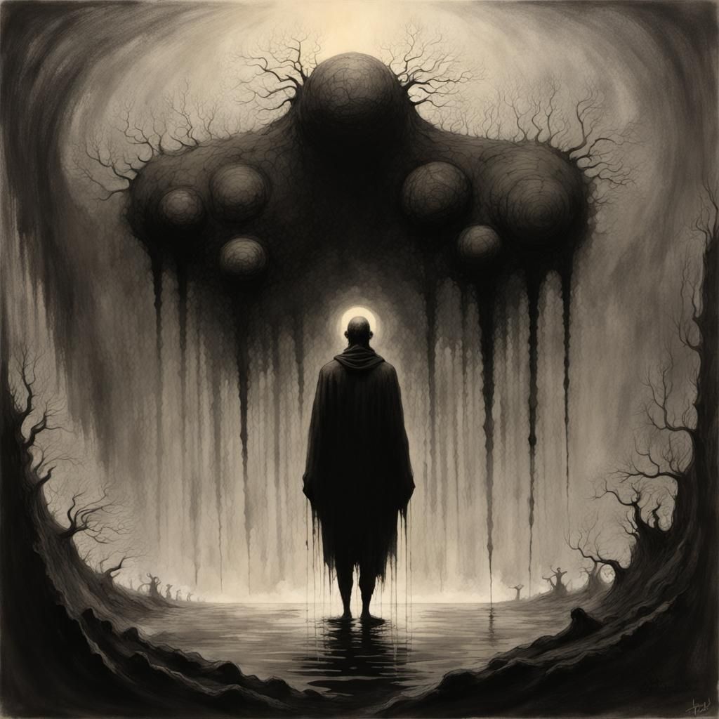 Dark Inkblot Test in Surreal Style