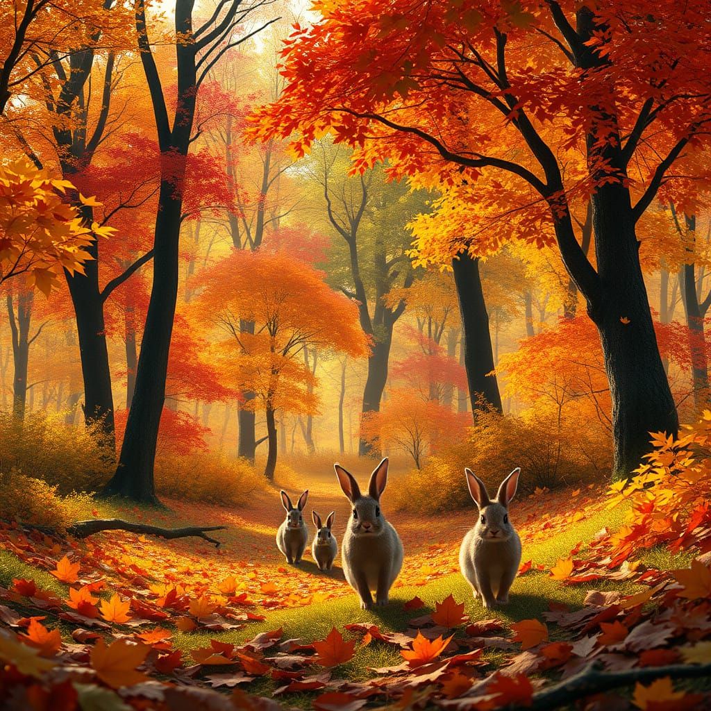 Autumn Forest Scene in Vibrant, Ultra-HD Style