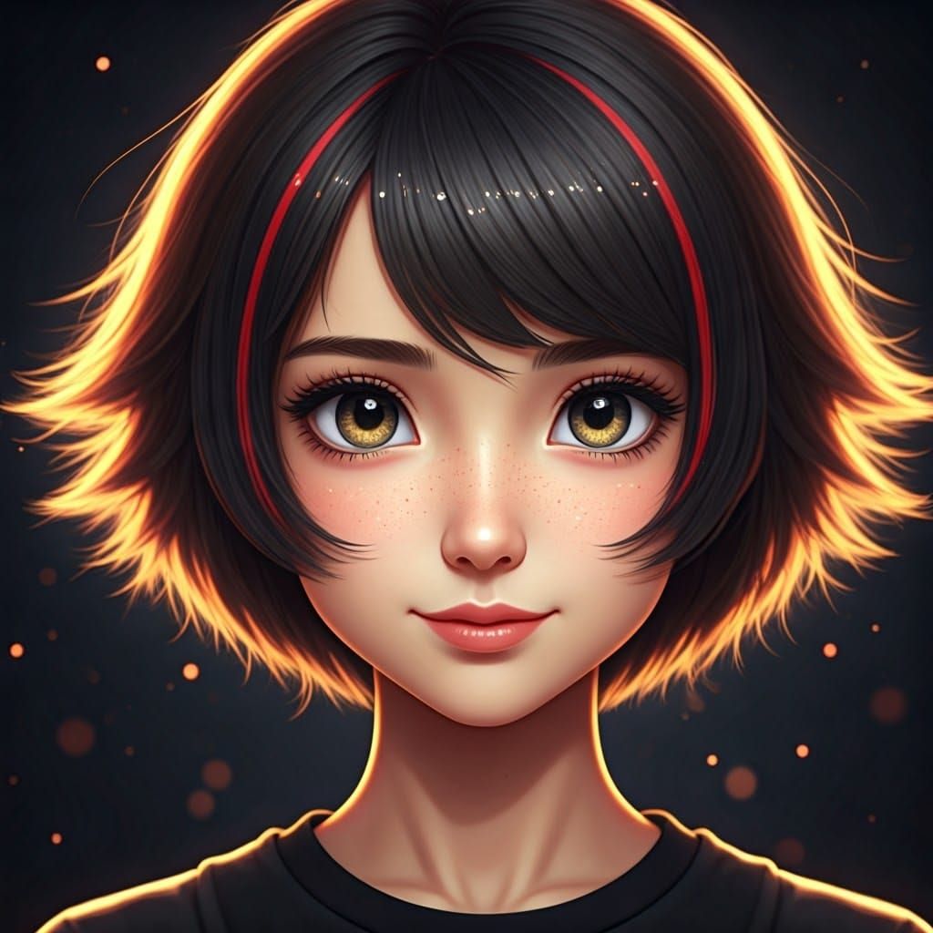 Hyperrealistic Woman with Anime Features in Professional Pho...