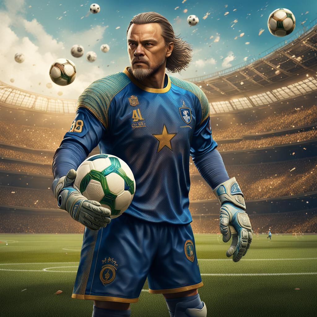 Da Vinci as Soccer Goalie, Detailed Matte Painting
