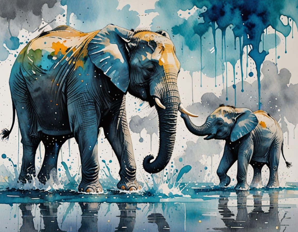 Vibrant Gingham Elephant in Joyful Splash