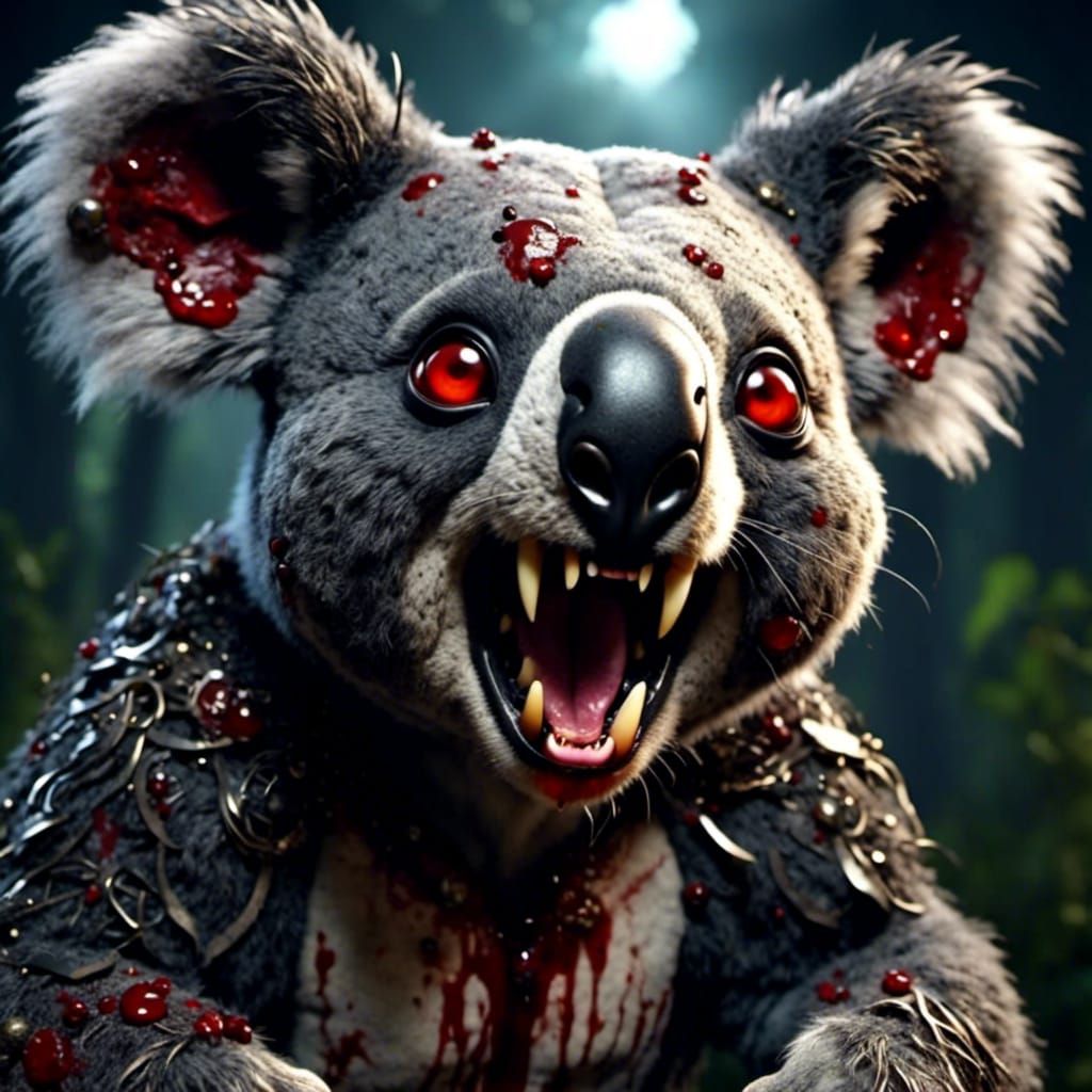 Evil Zombie Koala in Gothic Horror Style