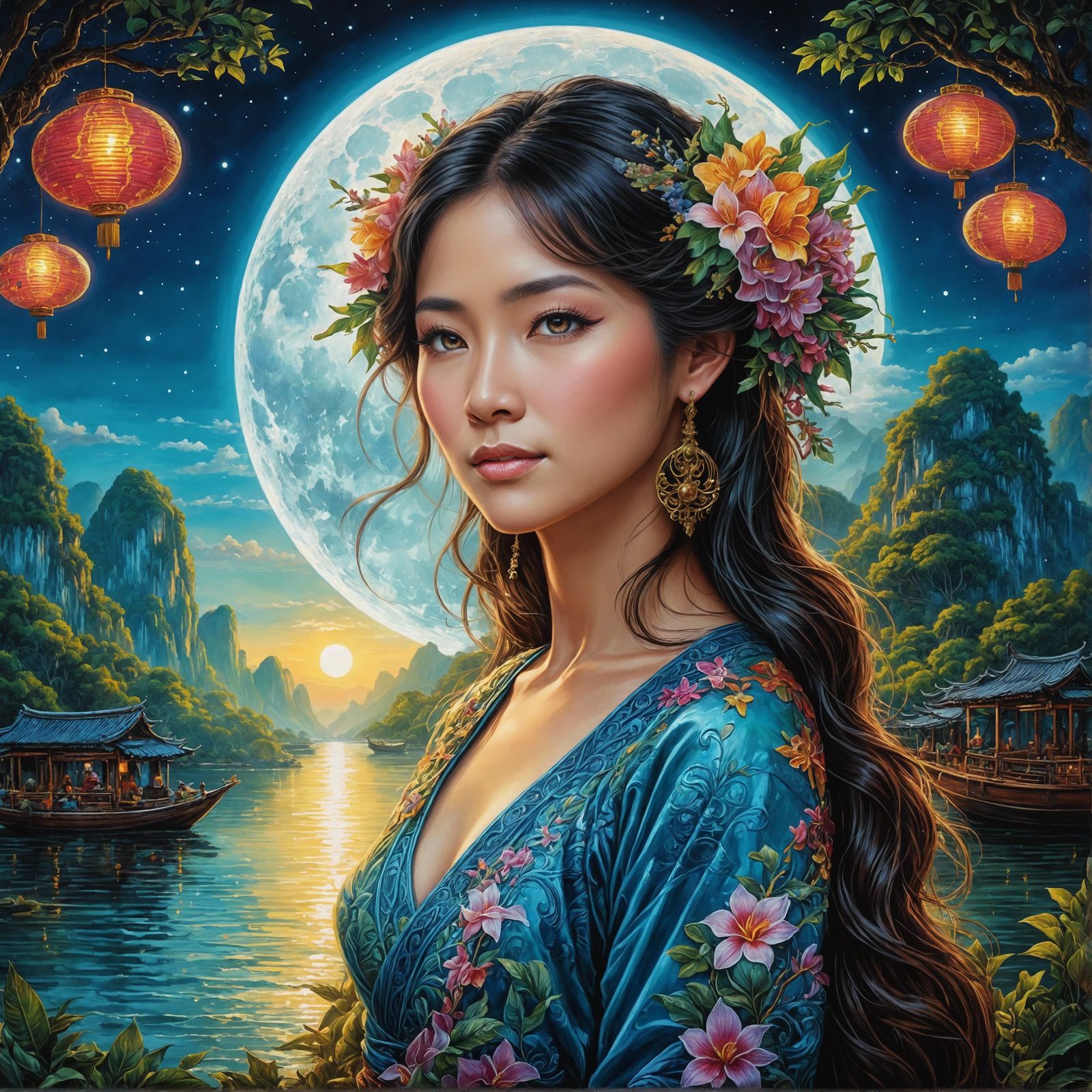 Beautiful Vietnamese Moon Goddess #3 (Juggernaut XL v5) [Creative Upscale ALPHA]