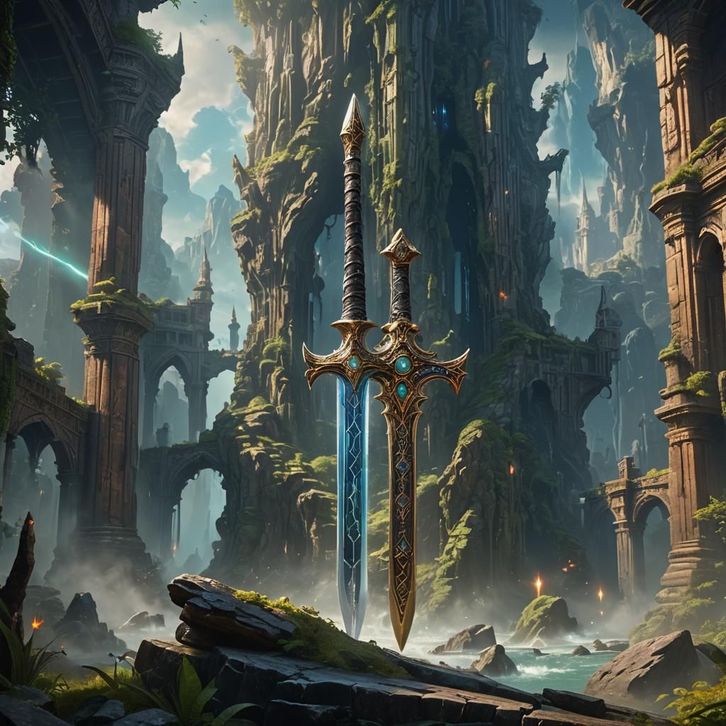 Magical Sword with Ancient Aura, Digital Art